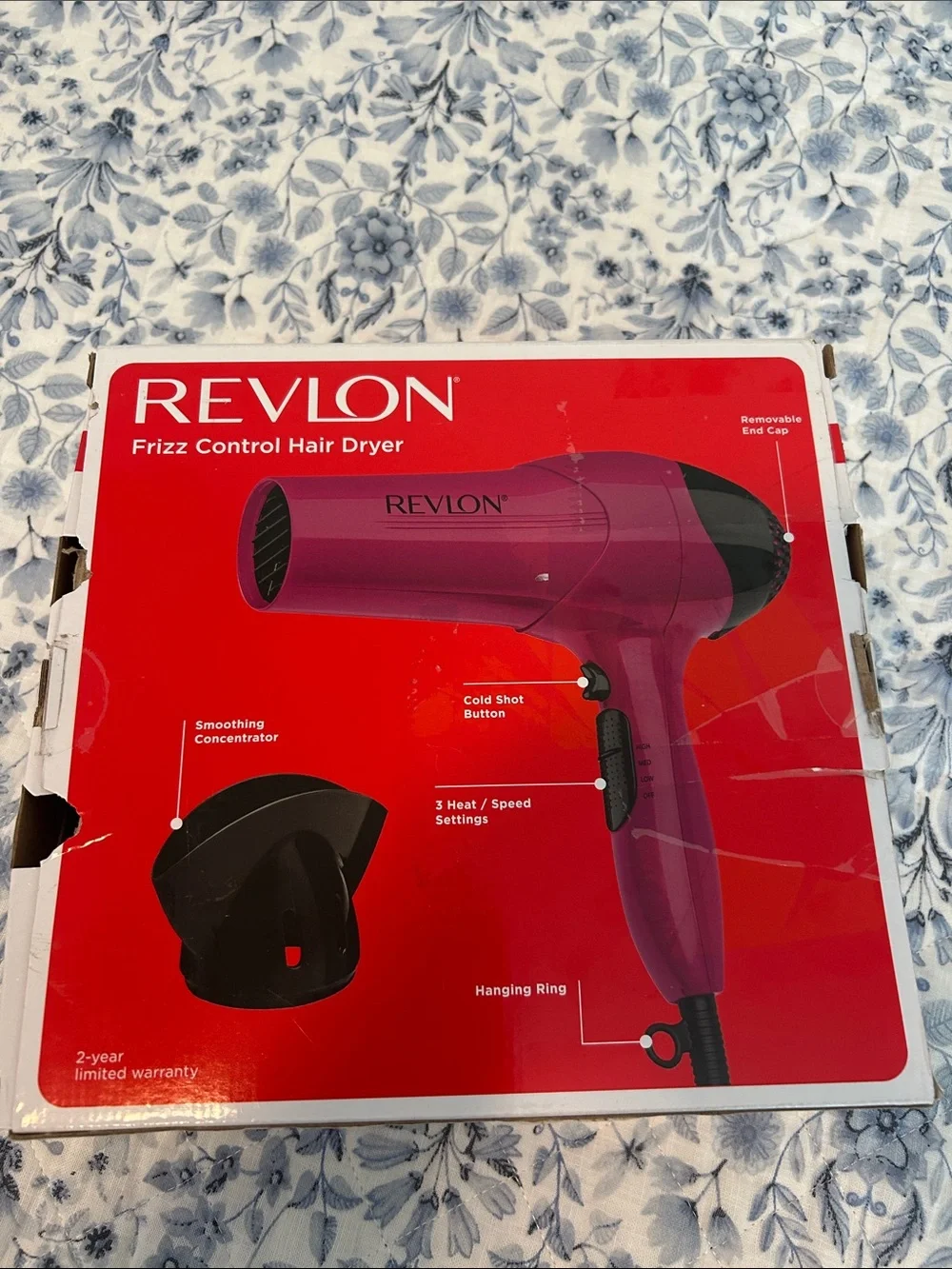 Revlon Smooth and Effortless Drying PINK PURPLE Hair Dryer 1875 WATTS. NIB.